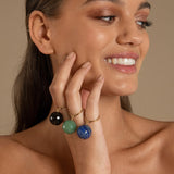 Bubble Lapis Lazuli Gold Ring (adjustable)