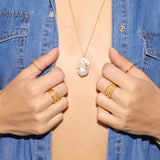 Caviar Gold Stacking Ring (adjustable)