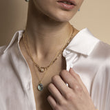 Daphne Gold Necklace with Pearl Carabiner lock