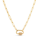 Daphne Gold Necklace with Pearl Carabiner lock