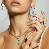 Daphne Gold Necklace with Turquoise Carabiner lock