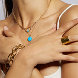 Daphne Gold Necklace with Turquoise Carabiner lock