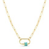 Daphne Gold Necklace with Turquoise Carabiner lock