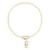 Daphne Gold Necklace With Pearl Carabiner Lock and Pearl Pendant