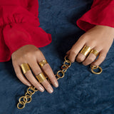 Nudo Gold Long hammered Ring (adjustable)