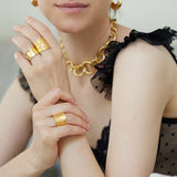 Nudo Gold Long hammered Ring (adjustable)