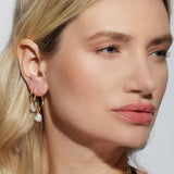 Venus Gold Hoop Earrings With Keshi Pearl Charm