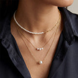 Laura Gold Chain Necklace with single pearl - Amadeus