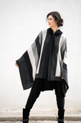 Anita Hooded Alpaca Striped Poncho