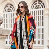 Anyyou 100% Merino Wool Multi-Color Multipatten Silk Satin Large Winter Scarf Pashmina Shawl Bandana Perfect For Women Ladies Fashion Style