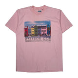 Rainbow Row Charleston South Carolina Hanes Single Stitch T-Shirt - Large Pink Cotton Blend