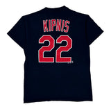 Indians Majestic Mlb T-Shirt - Medium Navy Cotton