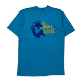 Single Stitch Fruit Of The Loom Graphic T-Shirt - Large Blue Cotton