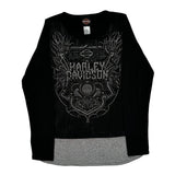 Motorcycles Harley Davidson Graphic Long Sleeve T-Shirt - Medium Gray Cotton