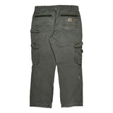 Carhartt Double Knee Cargo Pants - 33W 28L Gray Cotton