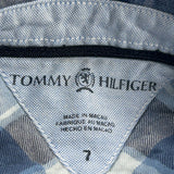 Age 7 Tommy Hilfiger Checked Flannel Shirt - XS Blue Cotton