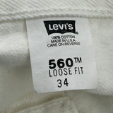 Levis Denim Shorts - 32W 10L White Cotton