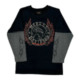 Age 7 Harley Davidson Graphic Long Sleeve T-Shirt - Small Black Cotton
