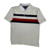 Tommy Hilfiger Striped Polo Shirt - XL White Cotton