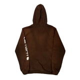 Carhartt Spellout Hoodie - Medium Brown Cotton Blend