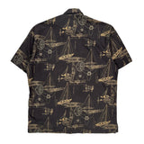 Nautica Hawaiian Shirt - Medium Black Cotton