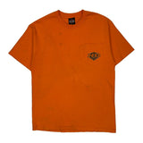 Northwoods Harley Davidson Graphic T-Shirt - Large Orange Cotton