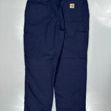 Carhartt Cargo Trousers - 34W 32L Navy Cotton Blend