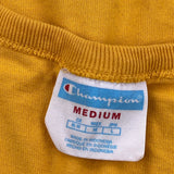 Champion Spellout T-Shirt - Medium Yellow Cotton