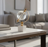 ANYHOUZ Modern Creative Glass Globe Tabletop Decor – Modern Metal Art Ornament for Living Room Display & Home Crafts