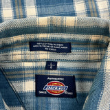 Dickies Checked Short Sleeve Shirt - Large Blue Cotton