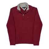 Tommy Hilfiger 1/4 Zip - Large Red Cotton