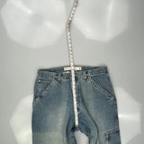 Azzure Denim Wide Leg Carpenter Jeans - 36W 27L Light Wash Cotton