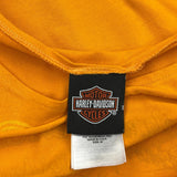 Harley Davidson Graphic T-Shirt - Medium Orange Cotton