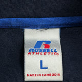 Russell Athletic Striped Zip Up - Large Navy Cotton