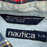 Nautica Checked Flannel Shirt - Large Red Cotton