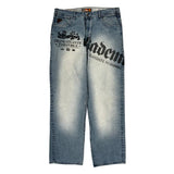 Trans Atlantic Taskforce Akademiks Graphic Jeans - 36W 30L Light Wash Denim