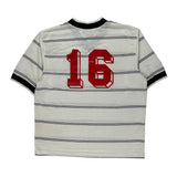 Made In USA Nike Striped Football Shirt - Large White Polyester