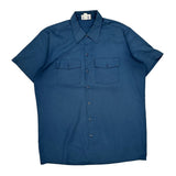 Dickies Short Sleeve Shirt - Large Blue Cotton