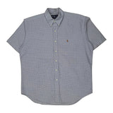 Ralph Lauren Checked Short Sleeve Shirt - Large Blue Cotton