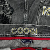 Anchor Embroidery Coogi Wide Leg Graphic Jeans - 36W 30L Gray Cotton
