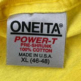 Oneita Single Stitch T-Shirt - XL Yellow Cotton