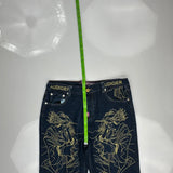 Christian Audigier Graphic Jeans - 36W 32L Blue Denim