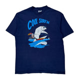 Single Stitch Cool Surfin Hanes Graphic T-Shirt - XL Blue Cotton