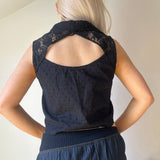 Ovs Blouse - Medium Black Cotton