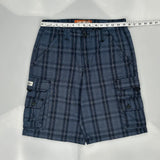 Lee Checked Cargo Shorts - 30W 12L Blue Cotton