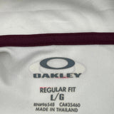 Oakley Striped Polo Shirt - Large Brown Polyester