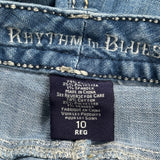 Rhythm Blues Boot Cut Jeans - 32W UK 10 Blue Cotton