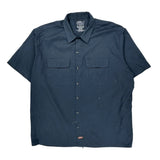 Dickies Short Sleeve Shirt - XL Blue Polyester Blend