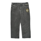 Anchor Embroidery Coogi Wide Leg Graphic Jeans - 36W 30L Gray Cotton