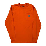 Loose Fit Carhartt Long Sleeve T-Shirt - Small Orange Cotton